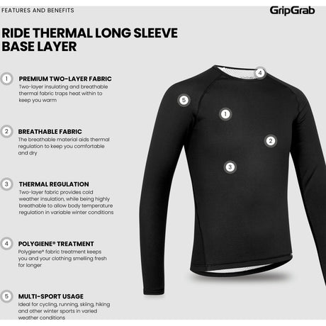 GripGrab Ride Thermal Langærmet Svedundertrøje – Hvid