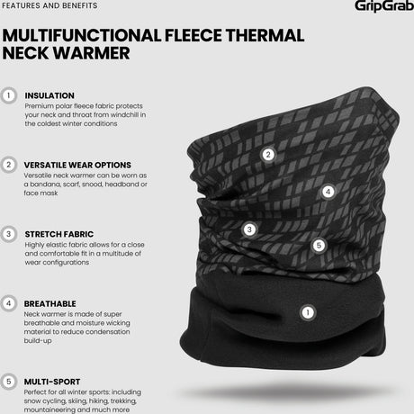 GripGrab Multifunktionel Fleece Termo Halsedisse, Sort