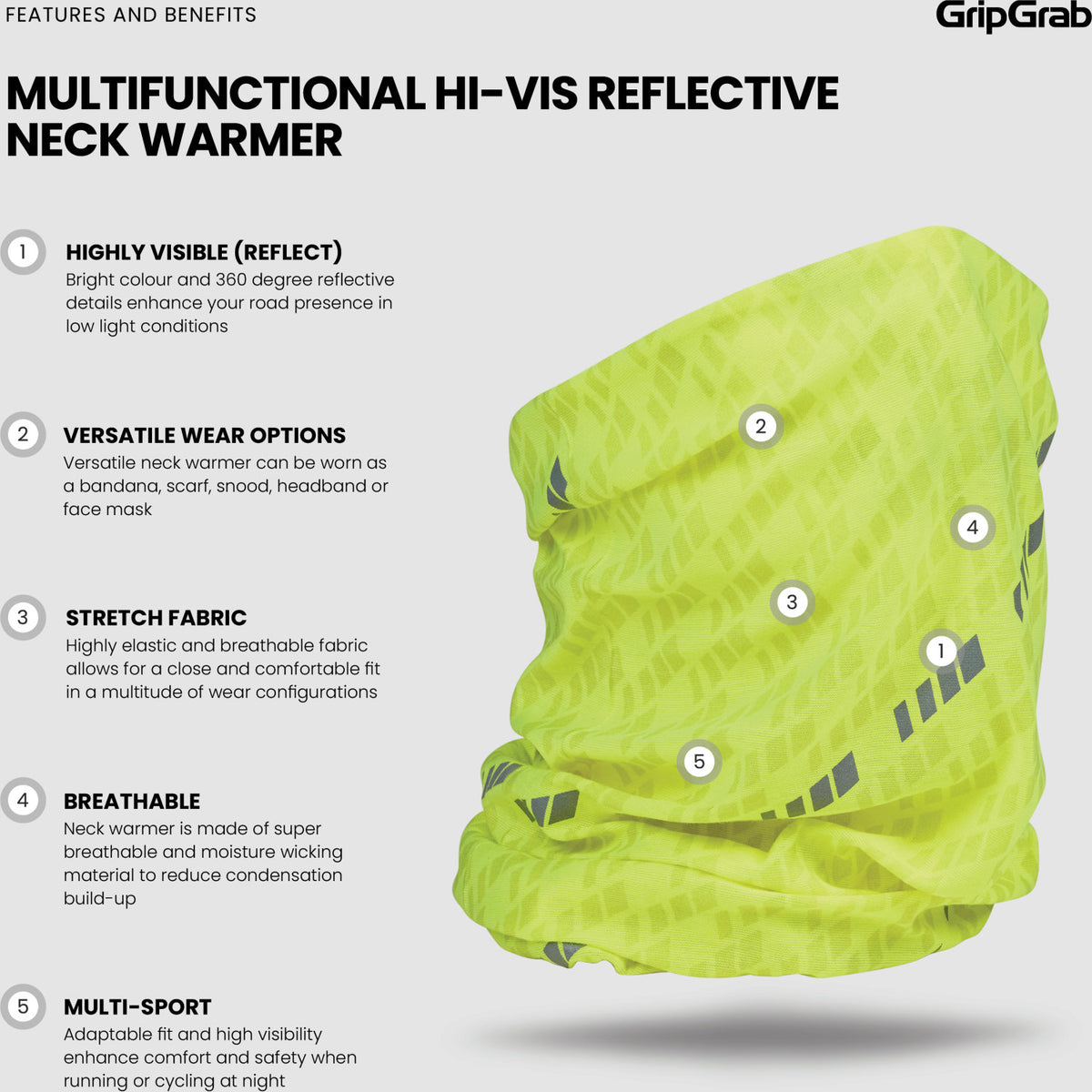 GripGrab Multifunktionel Hi-Vis Reflekterende Halsedisse, Gul