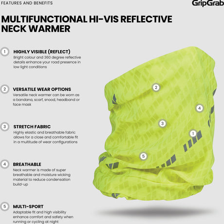 GripGrab Multifunktionel Hi-Vis Reflekterende Halsedisse, Gul