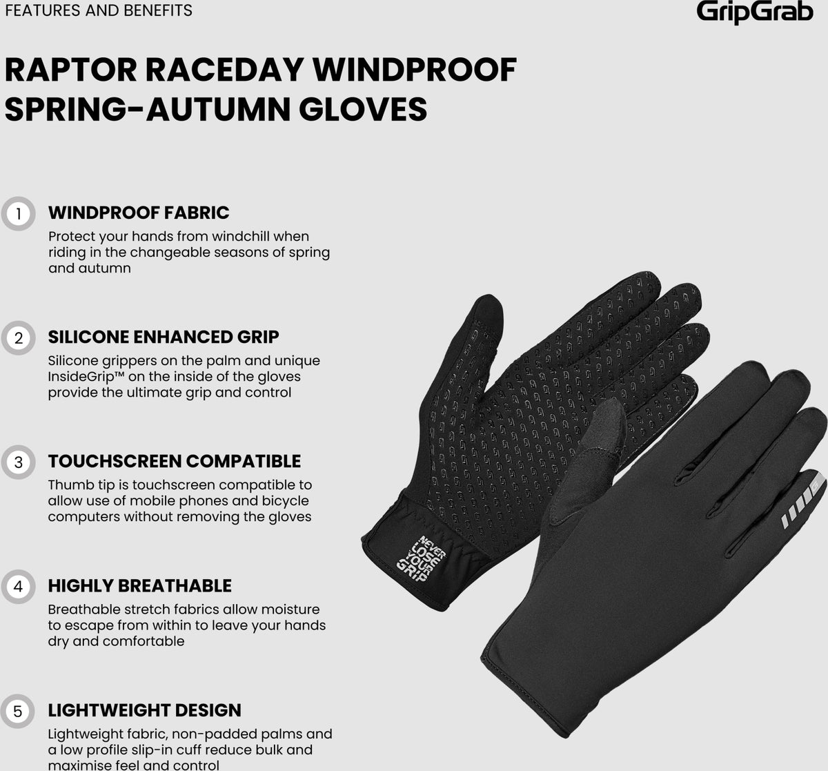 GripGrab Raptor RaceDay Vindtætte Cykelhandsker