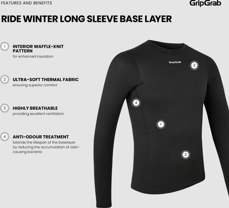 GripGrab RIDE Langærmet Baselayer Trøje - Sort