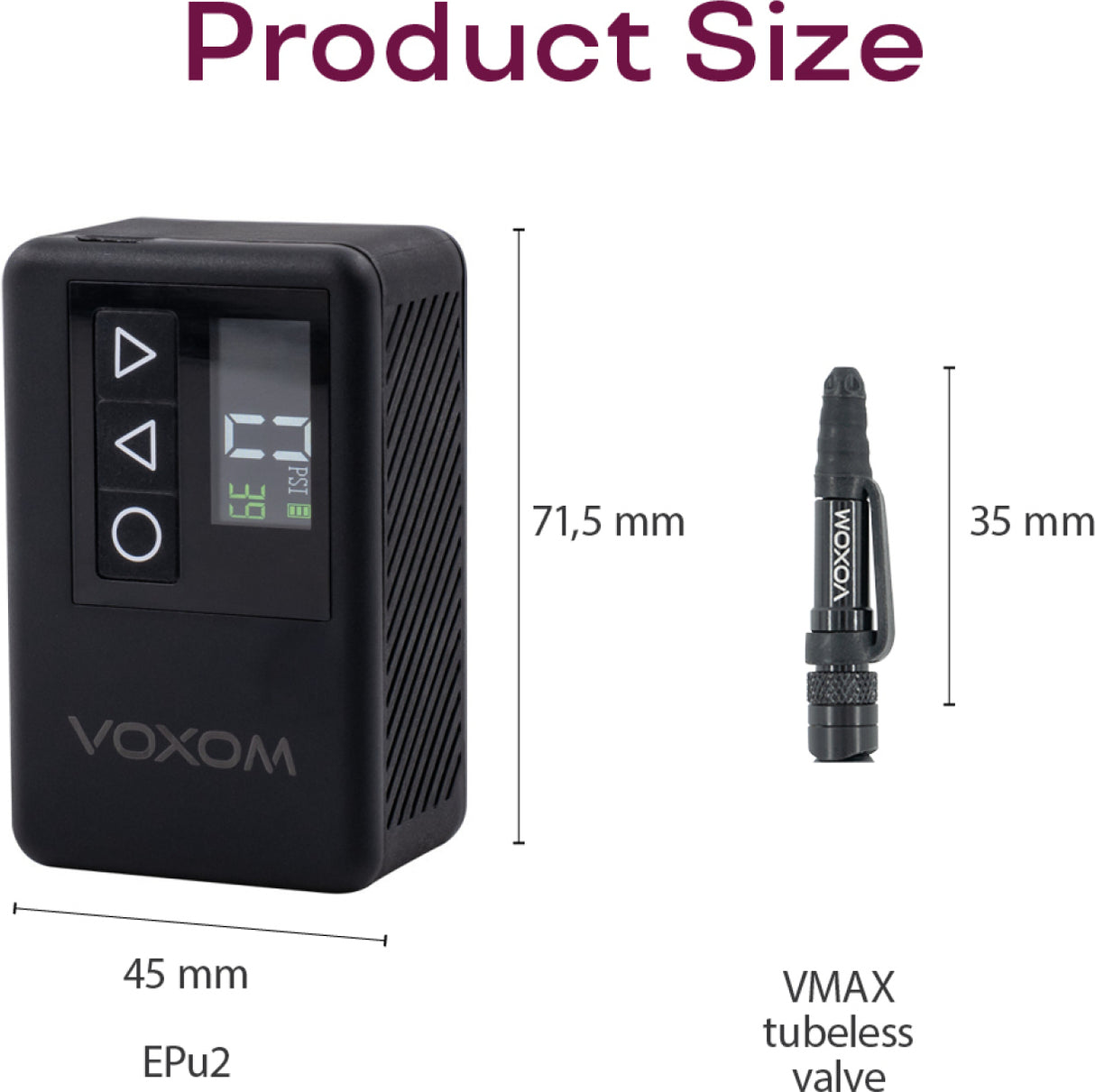 Voxom EPu2 – Kompakt Elektrisk Mini-Pumpe (120 PSI)